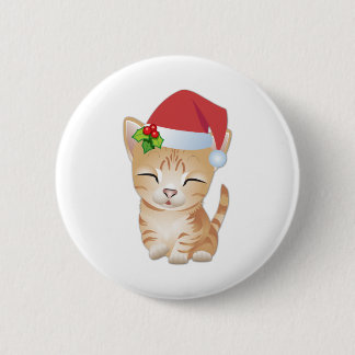 Badge Rond 5 Cm Broche de Pin de cadeau de chat de Kitty de Noël