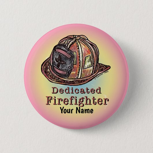 Badge Rond 5 Cm Broche de pompier dédiée (Devant)