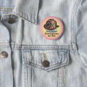 Badge Rond 5 Cm Broche de pompier dédiée (En situation)