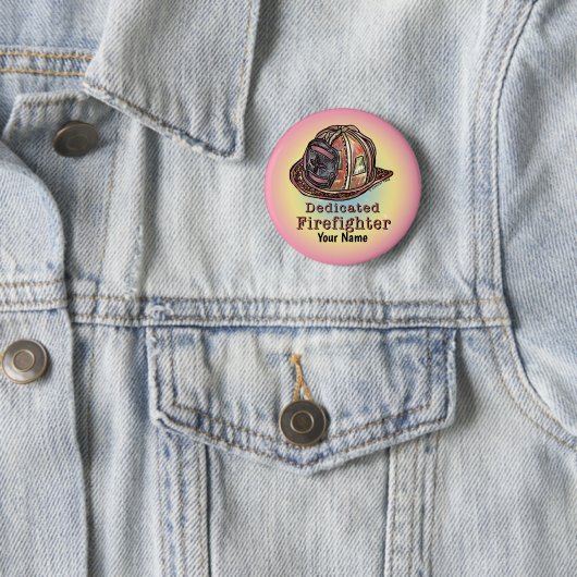 Badge Rond 5 Cm Broche de pompier dédiée (En situation)