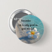 Badge Rond 5 Cm Broche fleur blanche avec un thème de plage (Devant & derrière)