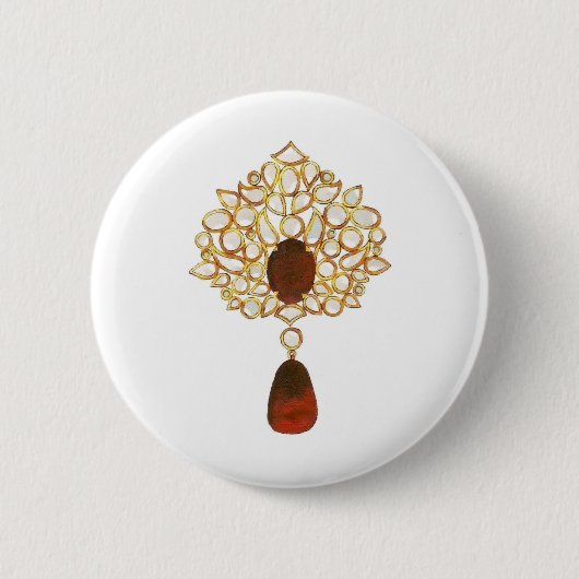 Badge Rond 5 Cm Broche Kundan & ruby (Devant)