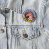Badge Rond 5 Cm Broche Licorne Rouge (En situation)