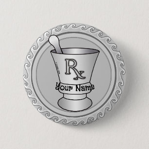 Badge Rond 5 Cm Broche mortier et pilon