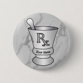 Badge Rond 5 Cm Broche mortier et pilon (Devant)