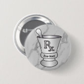 Badge Rond 5 Cm Broche mortier et pilon (Devant & derrière)