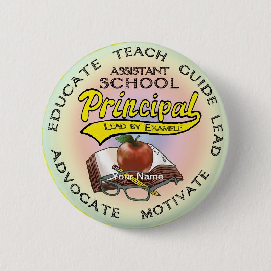 Badge Rond 5 Cm Broche principale de l'assistant (Devant)
