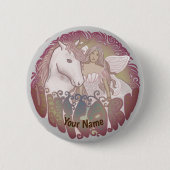 Badge Rond 5 Cm Broche Unicorn rétro (Devant)
