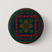 Badge Rond 5 Cm Broderie palestinienne Tatreez rouge vert 5 Motif (Devant)
