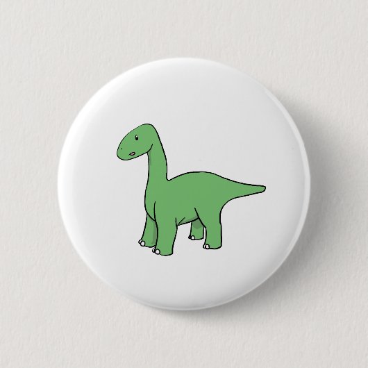 Badge Rond 5 Cm Brontosaure vert mignon (Devant)