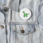 Badge Rond 5 Cm Brontosaure vert mignon (En situation)