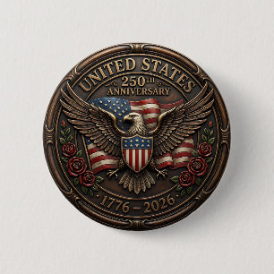 Badge Rond 5 Cm Bronze Métallique États-Unis 250e anniversaire