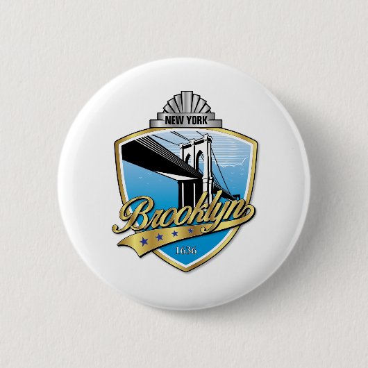 Badge Rond 5 Cm Brooklyn Design Gold (Devant)