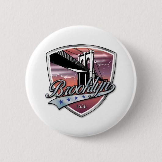 Badge Rond 5 Cm Brooklyn Design Silver (Devant)