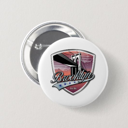 Badge Rond 5 Cm Brooklyn Design Silver (Devant & derrière)