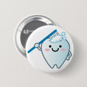 Badge Rond 5 Cm Brossage de dents de caricature avec brosse à dent (Devant & derrière)