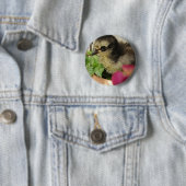 Badge Rond 5 Cm Brosse à frites en fleurs (En situation)
