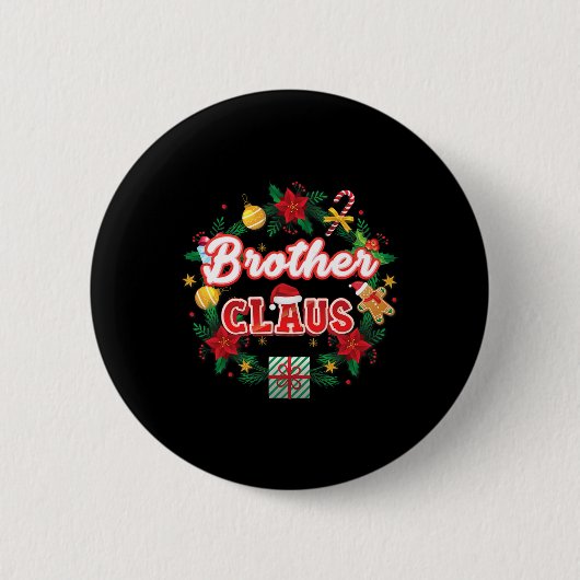 Badge Rond 5 Cm Brother Claus Christmas Père Noël Laurel Wreath Mi (Devant)