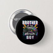 Badge Rond 5 Cm Brother Of The Birthday Boy Matching Video Game Bi (Devant & derrière)