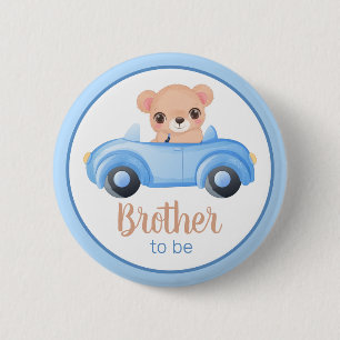 Badge Rond 5 Cm Brother To Be Bear Garçon Bébé Douche Bouton