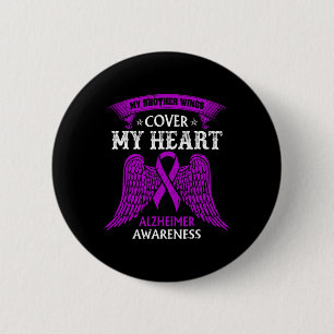 Badge Rond 5 Cm Brother Wings couvre mon coeur Alzheimer Aware