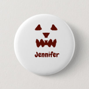 Badge Rond 5 Cm Brown Halloween effrayant visage chute ajouter nom