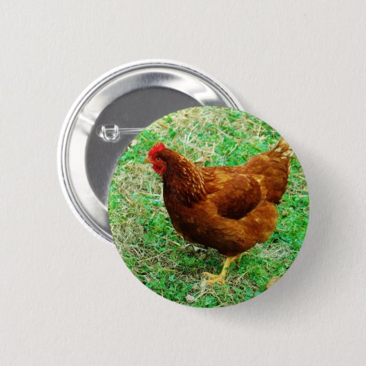 Badge Rond 5 Cm Brown Hen (Devant & derrière)