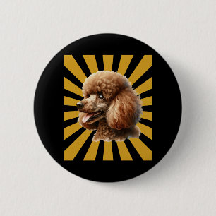Badge Rond 5 Cm Brown Standard Poodle Retro Sunburst