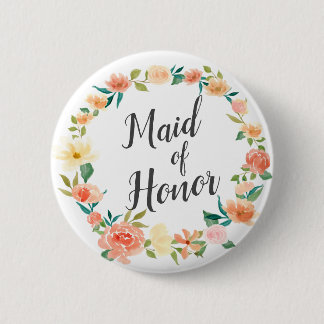Badge Rond 5 Cm Broyer la couronne de fleurs | Maid Of Honor