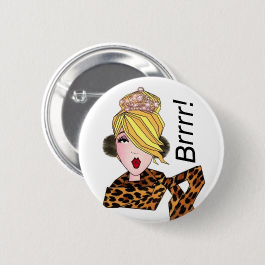 Badge Rond 5 Cm "Brrr ! Il fait froid !" Boutons Diva (Devant & derrière)