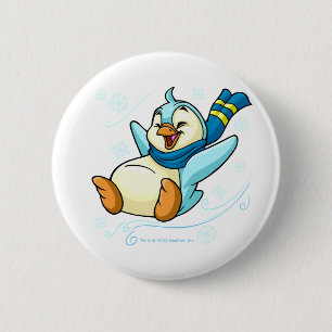 Badge Rond 5 Cm Bruce bleu glissant à travers la glace