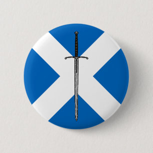 Badge Rond 5 Cm Bruce Sword sur Saltire
