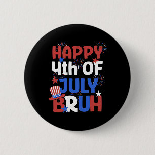 Badge Rond 5 Cm Bruh 4 juillet Ados garçons Enfants Usa Drapeau 4e