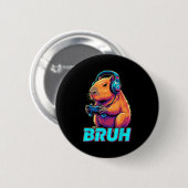 Badge Rond 5 Cm Bruh Capybara Funny Video Games Capybaras  (Devant & derrière)