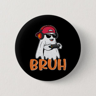 Badge Rond 5 Cm Bruh Éffrayant Boo Halloween Costume Gamer Jeu Hom