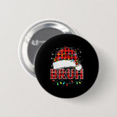 Badge Rond 5 Cm Bruh Funny Santa Hat Lights Christmas  (Devant & derrière)