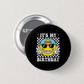 Badge Rond 5 Cm Bruh It's My Birthday Peace Sign Smile Birthday Fo (Devant & derrière)