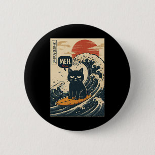 Badge Rond 5 Cm Bruh. La Grande Vague Kanagawa Drôle de Surfi Japo