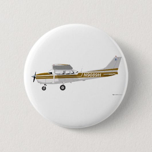 Badge Rond 5 Cm Brun de Cessna 172 Skyhawk (Devant)