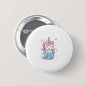 Badge Rond 5 Cm Bubble Tea Unicorn (1) (Devant & derrière)