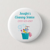Badge Rond 5 Cm Bubbles Nettoyage Fournitures Services de Nettoyag (Devant)
