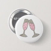 Badge Rond 5 Cm Bubbly Champagne Glass Cheers Mariée Soirée de mar (Devant & derrière)