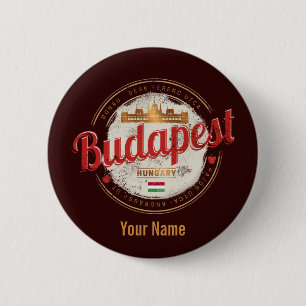 Badge Rond 5 Cm Budapest Design Hongrie Parlement Vintage