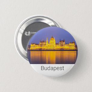 Badge Rond 5 Cm Budapest Parlement Panorama Hongrie