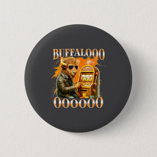 Badge Rond 5 Cm Buffalo Bison Casino Slot Machine Funny Gambling B (Devant)