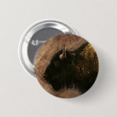 Badge Rond 5 Cm Buffalo de bison de bois (Devant & derrière)