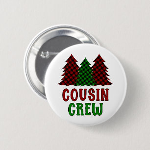 Badge Rond 5 Cm Buffalo de l'équipage Cousin Plaid Christmas Tree