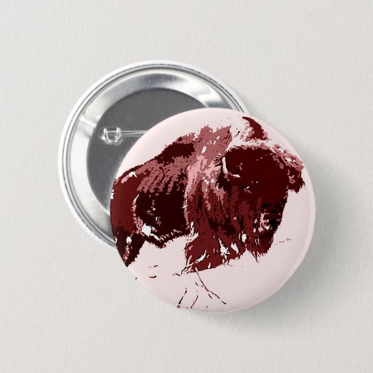 Badge Rond 5 Cm Buffle - Bison (Devant & derrière)