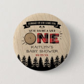 Badge Rond 5 Cm Buffle de forêt rustique Plaid Wild Un Baby shower (Devant)