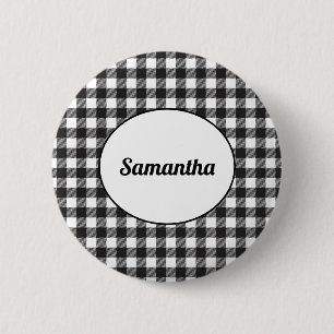 Badge Rond 5 Cm Buffle noir et blanc personnalisé plaqué